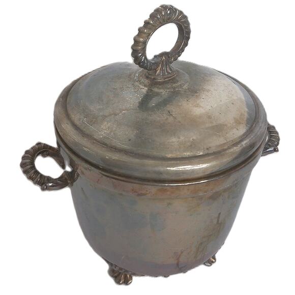 Antique Silverplate W&S Blackinton Ice Bucket w Lid 10” Footed #415 READ AS IS - Picture 1 of 9